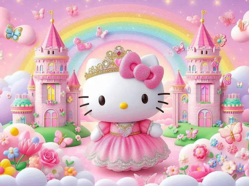 1 Xem hình Hello Kitty nền pastel nhẹ mắt, chừa khoảng trống cho icon gọn gàng trên iPad