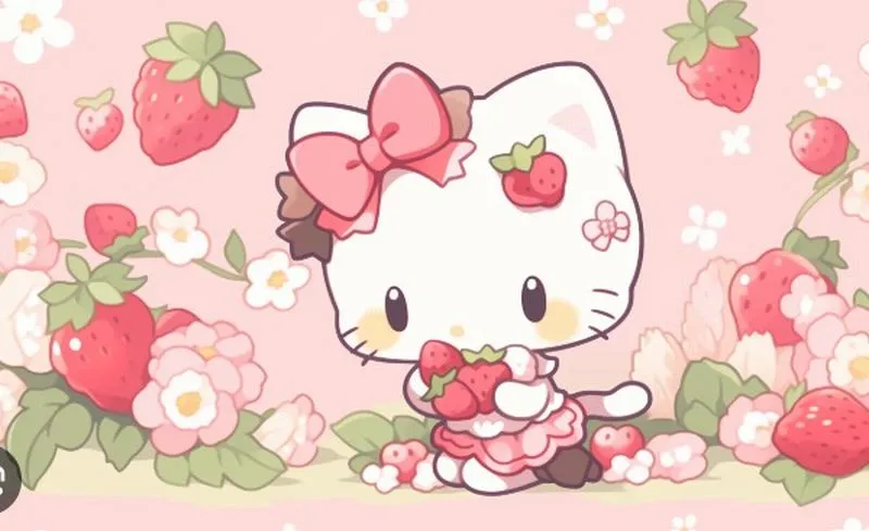 60 Hình Nền iPad Hello Kitty tối giản màu hồng kem dịu đậm phong cách Sanrio