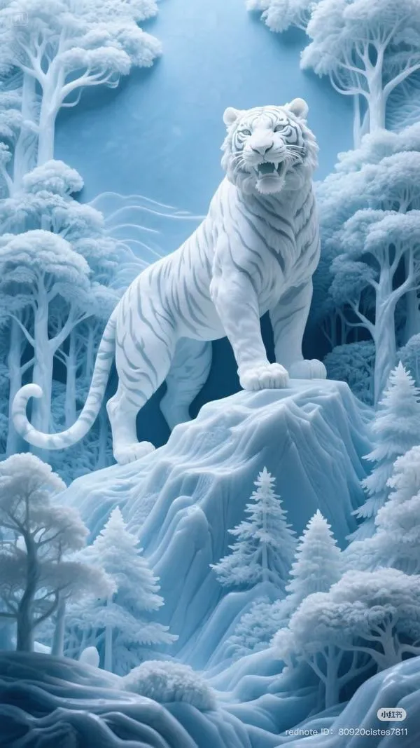 12 Hổ băng xanh đứng trên núi, thị sai nhẹ khi nghiêng máy, cảm giác lạnh và sắc.