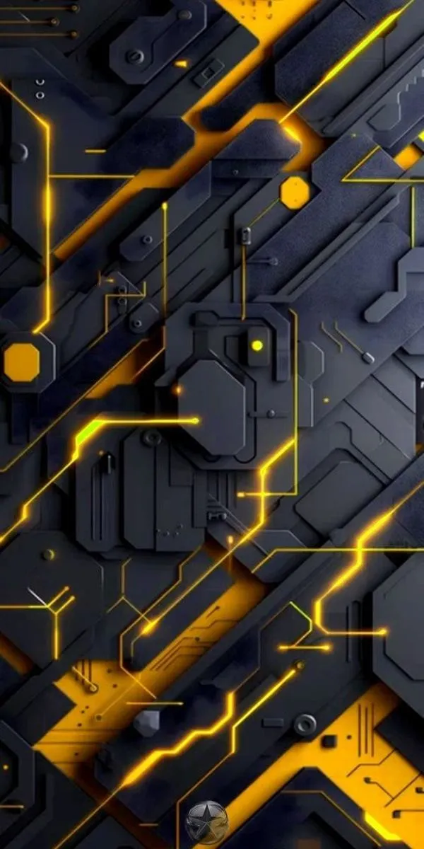 11 Hình mạch điện vàng trên nền xám, mảng khối rõ, nhìn chắc tay, hợp gu công nghệ.