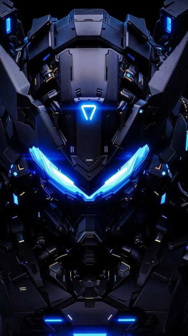 12 Tải ảnh mặt nạ robot xanh lam, tương phản chữ tốt, phong cách lạnh lùng, icon vẫn nổi.