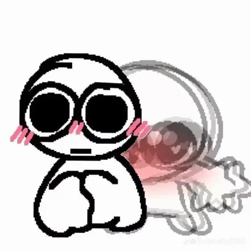 14 Nhân vật doodle đầu tròn ôm vùng ngực đỏ ửng, đôi mắt tròn long lanh và miệng mím nhẹ làm ảnh ôm ngực hài hước trông nhỏ xinh mà trúng mood