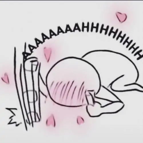 29 Hình vẽ nét nguệch ngoạc của nhân vật úp sấp, tay chân quờ loạn và tóc hồng xổ tung, cả cảnh toát ra đúng kiểu meme rụng rời cực bốc