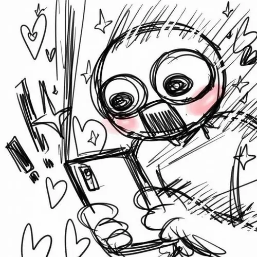 1 Nhân vật nét vẽ đen trắng mắt tròn xoe ôm điện thoại sát mặt, tóc dựng rối và người khựng lại như vừa xem trúng một meme đau tim khá choáng