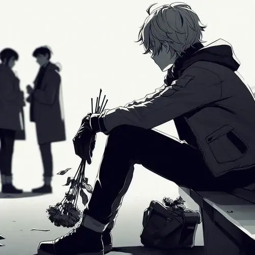 54 Một chàng trai anime tựa đầu vào ô kính xe buýt đêm, tóc rối chạm má, mắt nhìn qua phố ướt và áo hoodie tối làm hình nền cá nhân nam anime cô độc thêm ngầu