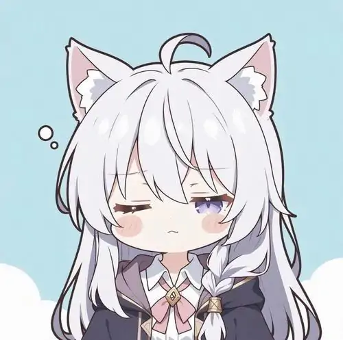 55 Ảnh chibi làm avatar bé tóc đen mắt nhắm, mặc áo tối có quai túi xanh vàng vắt chéo, nền be nhạt và dáng đứng yên khiến hình đại diện chibi nữ nhìn lặng mà xinh