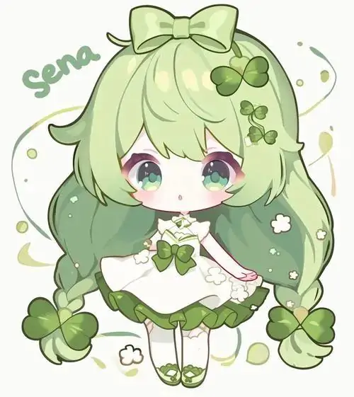 45 Ảnh profile nữ khuôn mặt tóc hồng xoăn nhẹ với nơ hoa nhỏ bên mái, mắt tím to và nền trắng sạch làm hình vẽ nhân vật nữ tí hon này trở nên xinh xắn