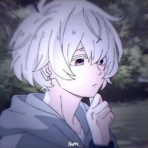 46 Cậu trai tóc bạc quay nghiêng, môi mím và tay chạm cằm làm ảnh nam trông gọn, hợp kiểu dùng hằng ngày với độ phân giải tốt và nét mặt hiền