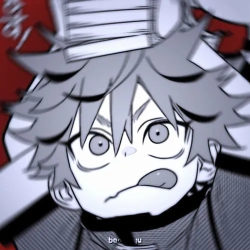 32 Cậu bé tóc xám mắt tròn hoảng hốt, miệng há và nền đỏ đen phía sau làm ảnh nam nổi hơn theo kiểu hoạt bát, hơi cute và vui mắt