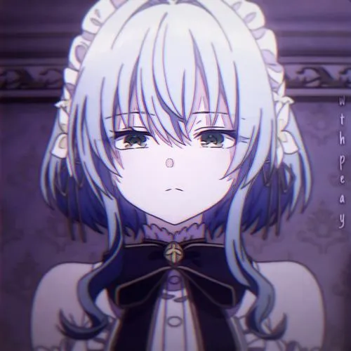 37 Avatar anime phát sáng cô gái tóc trắng buộc gọn nhìn thẳng, váy cổ cao và khuôn mặt nhỏ khiến ảnh nữ rất xinh, hợp ai chuộng kiểu đẹp trang nhã