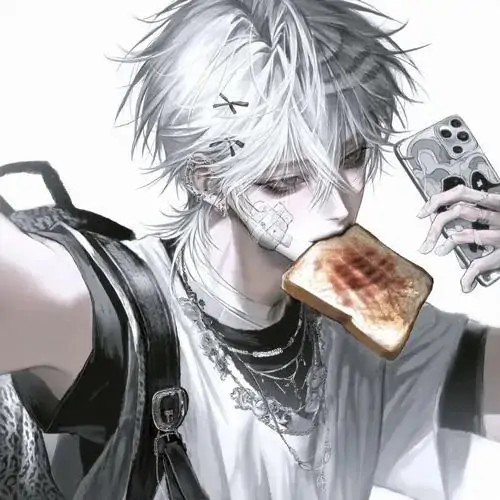 39 Ảnh đại diện hoạt hình nam chàng trai đeo khẩu trang xám đứng bên xe đạp trong ngõ hẹp, vai hơi xoay về sau và mắt nhìn ngang, mái tóc che mắt làm tổng thể bụi rất vừa mắt