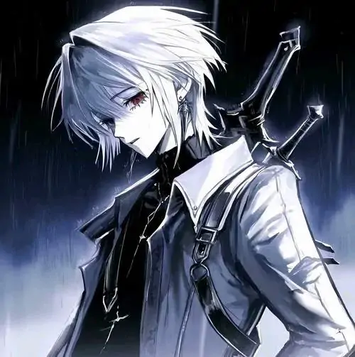 43 Avatar anime nam nhân vật tóc xanh đen đứng dưới đèn phố mờ, tay cầm lon nước lạnh còn đọng sương và gương mặt vô cảm nhìn xuống, độ tương phản cao làm ảnh gắt mà sạch