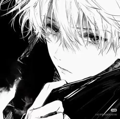 50 Chàng trai anime ngồi quay nửa lưng trên bậc thềm đá, bàn tay chống xuống nền và tóc phủ ngang gáy, nét vẽ manga cùng tông xám xanh làm hình profile đằm hơn nhiều