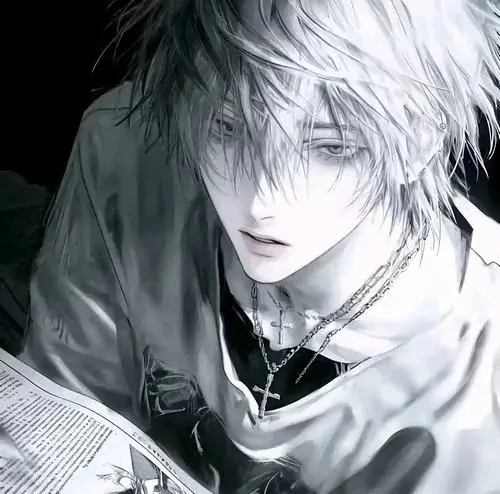 53 Hình đại diện hoạt hình nam chàng trai mặc jacket tối đứng trước biển hiệu đỏ, vai hơi quay khỏi ống kính và ánh mắt sắc lạnh nhìn ngang, gam màu trầm tối khiến tổng thể ngầu rất gọn