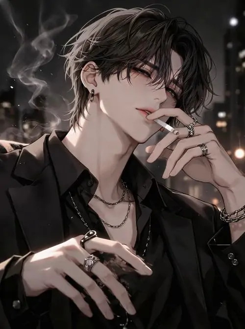 34 Cậu trai anime trong áo khoác dài màu than bước chậm qua hành lang bệnh viện trống, tay giữ mũ áo và đôi mắt sâu nhìn thẳng, gam màu lạnh làm ảnh profile đanh nhưng vẫn mềm nhịp