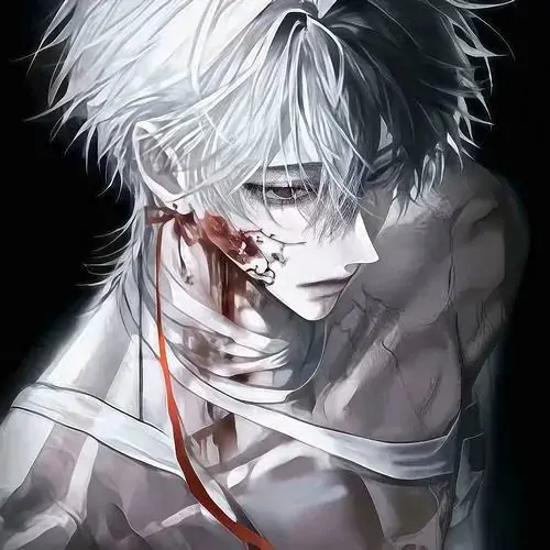 35 Hình profile nhân vật nam ngồi nghiêng trên ghế gỗ trước tiệm đèn vừa tắt, hai tay đan hờ giữa đầu gối và môi mím nhẹ, nét vẽ manga khiến vẻ ngoài đằm hơn hẳn