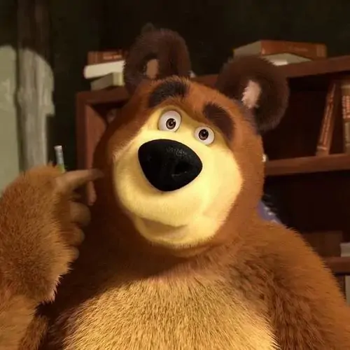 37 Gấu trắng vẽ nét mảnh ngồi trong tiệm đĩa cũ, cúi xem bìa nhạc màu cam và mang kính vuông nhỏ, đúng kiểu hình đại diện dễ thương cho người thích đồ xưa