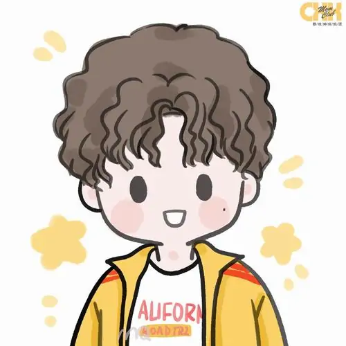 31 Hình đại diện nam sinh tóc xoăn nâu mặc áo khoác vàng đứng mỉm cười thân thiện giữa những ngôi sao nhỏ tạo nên sự rõ nét tuyệt vời.