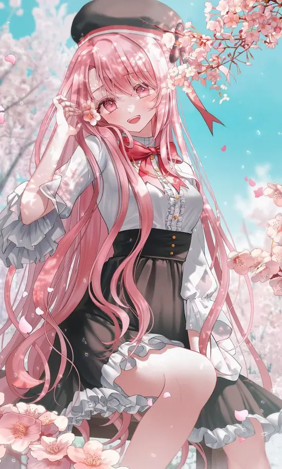 10 Giữa phố đèn đêm phản chiếu ánh đèn màu, ảnh anime nữ tóc hồng trở nên nổi bật khi cô quay lại, áo khoác mỏng và tóc đung đưa.