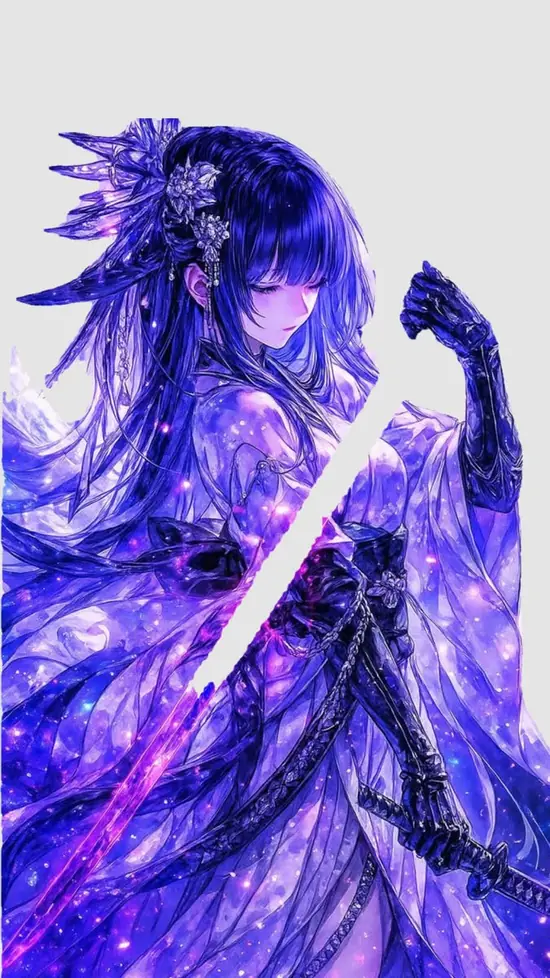 7 Giữa sân ga vắng, cô gái đặt katana lên vai, hình anime nữ cool ngầu nổi bật nhờ váy ngắn đen và mắt lạnh.