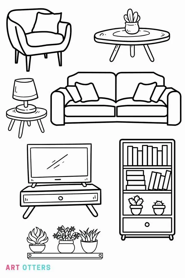 29 Mẫu in trang tập tô màu phòng âm nhạc có chiếc đàn piano bằng giấy sang trọng đặt ở trung tâm giúp bé thỏa niềm đam mê nghệ thuật giải trí.
