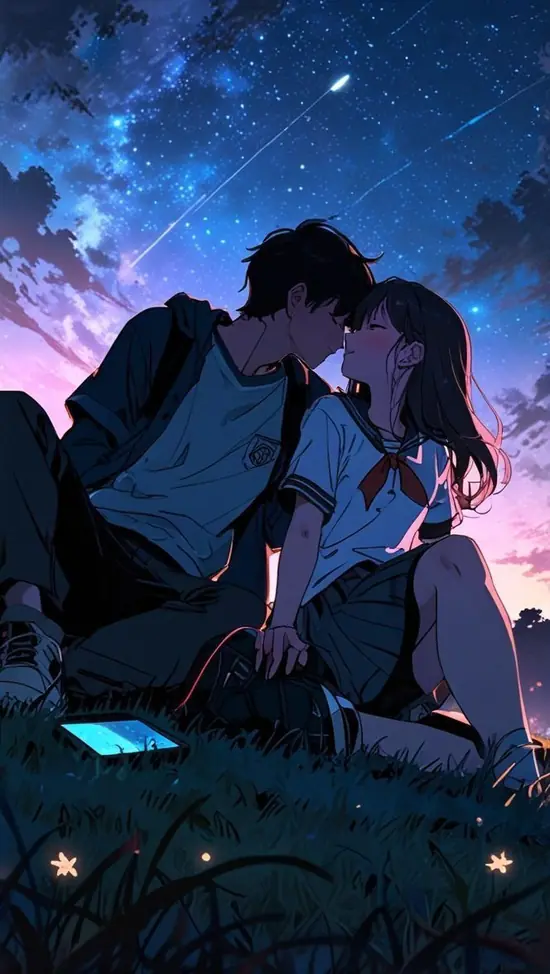 99 Ảnh Cặp Đôi Anime ngọt ngào với ánh hoàng hôn và biểu cảm rung động e thẹn
