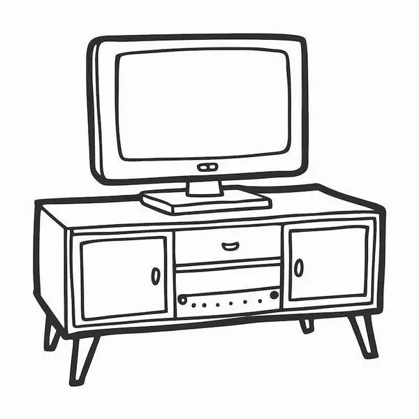 11 Tivi màn hình phẳng đặt gần chậu cây, bên dưới là kệ sách nhỏ và chiếc điều khiển nằm ngay ngắn