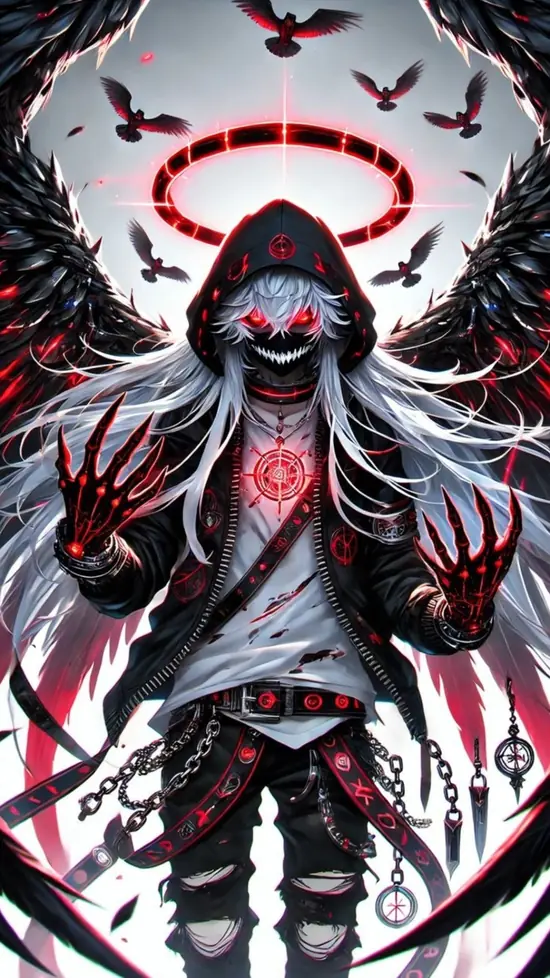 4 Sau lớp bóng tối mỏng, Itachi Uchiha nhìn thẳng với áo choàng đỏ đen, tóc dài buông nhẹ và vẻ ảnh trai anime lạnh lùng rõ nét.