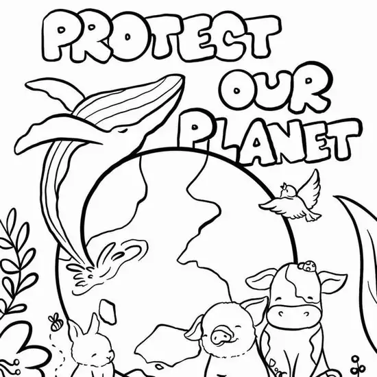 23 Tấm tranh Protect our planet có cá voi, chim bồ câu và động vật nhỏ cùng hướng về hành tinh sạch