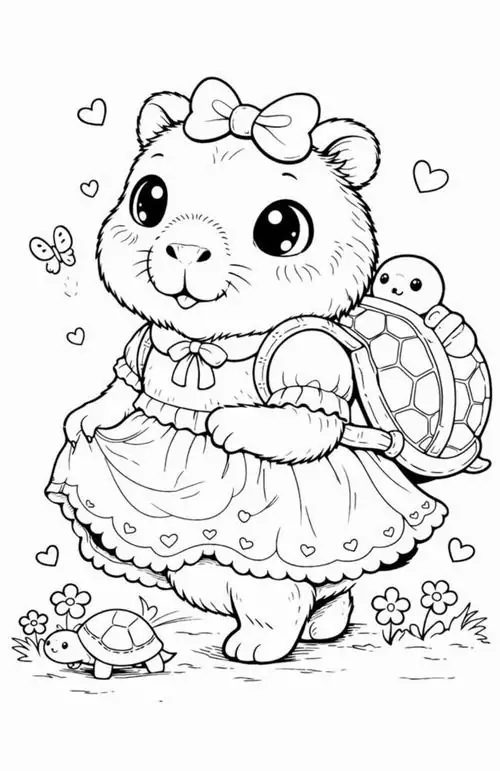 41 62 Tranh Tô Màu Capybara Chibi và Anime tinh nghịch với phong cách mềm mại