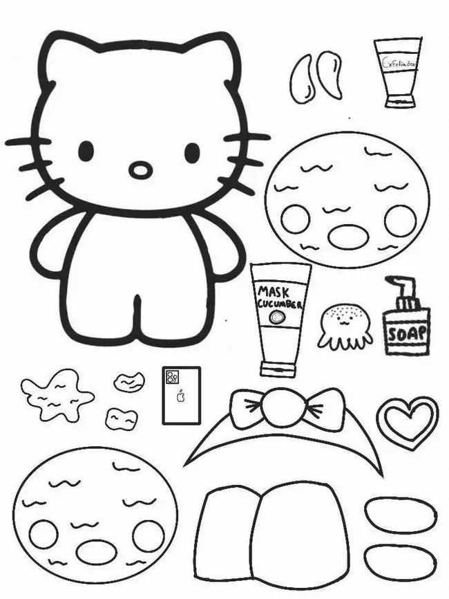 35 Tranh Tô Màu Búp Bê Giấy Hello Kitty nhiều váy xinh giúp bé phát triển thẩm mỹ