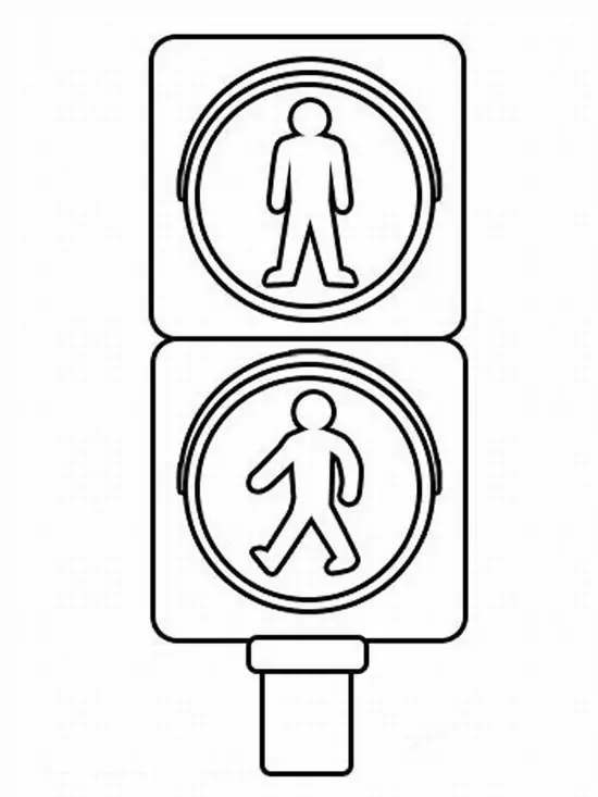 18 Hai biểu tượng người đi bộ xếp dọc như đèn tín hiệu, dáng đứng đơn giản, khuôn mặt và áo quần không tô chi tiết