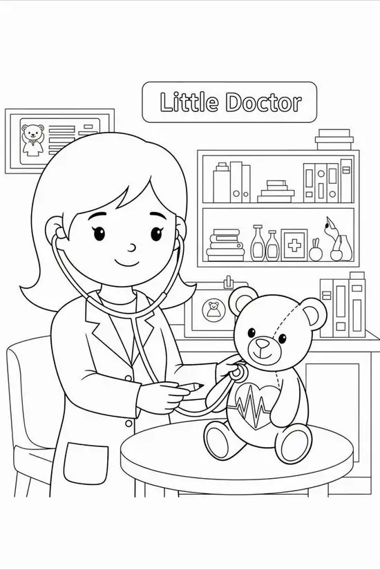 40 Bác sĩ đang chỉ bảng thị lực cho bé đọc chữ trong bản phác thảo bác sĩ có đèn khám và ghế xoay