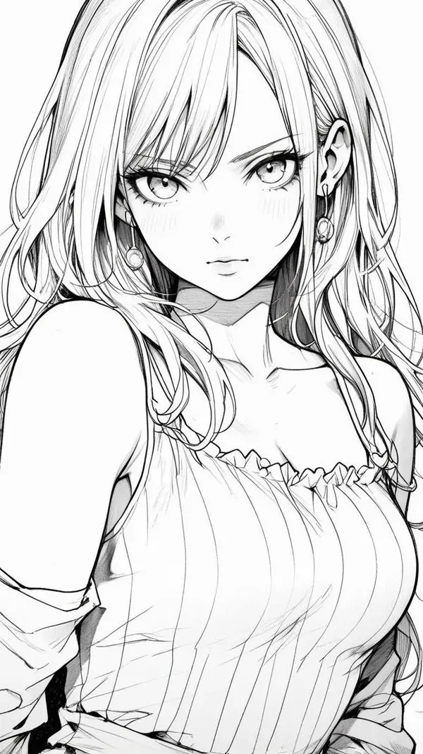 9 Tóc ngắn ôm mặt làm nổi bật ánh nhìn sắc của cô gái anime, áo sát nách đơn giản tạo cảm giác gọn và mạnh
