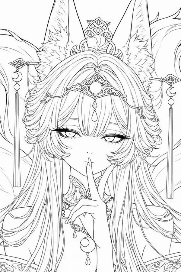 8 Chiếc vương miện nhỏ và phụ kiện tóc cầu kỳ làm cô gái anime cool ngầu, đôi mắt cụp xuống cùng dáng tay chữ V
