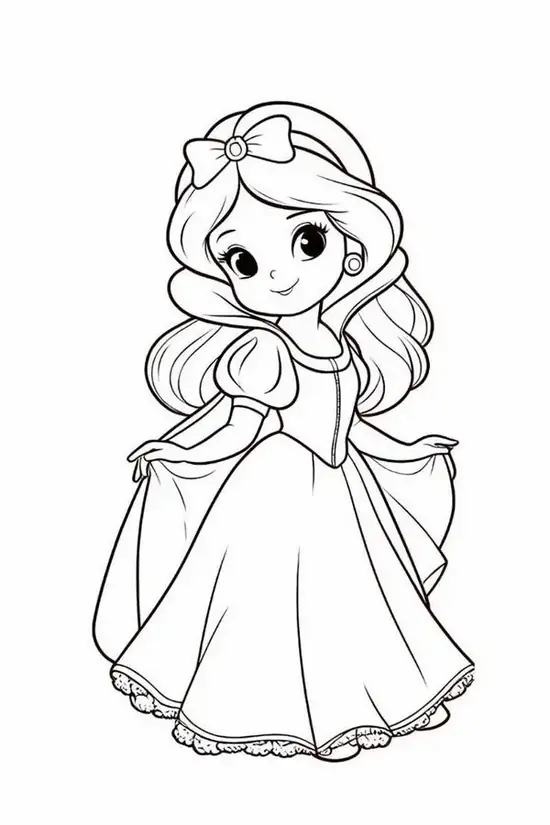 140 Tranh Tô Màu Công Chúa Disney Chibi nhỏ xinh với vương miện mini biểu cảm cute