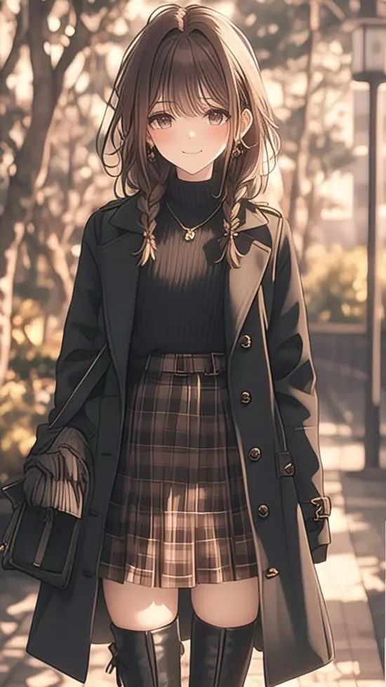 24 Trong ảnh anime nữ tóc nâu, nhân vật ngồi ở quán cà phê, tay ôm cốc nóng, mắt nhìn xa và tóc hạt dẻ bắt sáng.