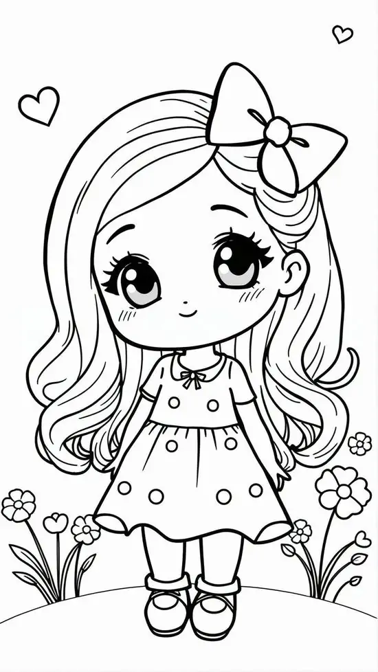 44 Chú mèo Hello Kitty thắt nơ hồng đứng cạnh bánh kem, xung quanh có trái tim, hoa nhỏ và ngôi sao