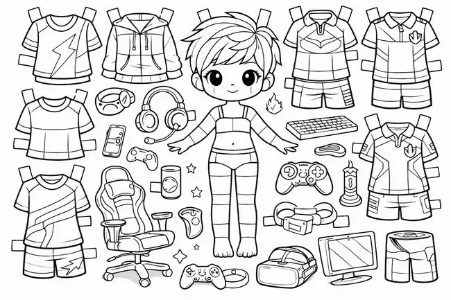 33 Tranh tô màu phòng ngủ mini của búp bê giấy với chiếc giường nhỏ và tủ quần áo bằng giấy có thể đóng mở linh hoạt.