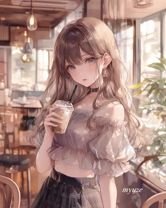 69 Ảnh Anime Nữ Tóc Nâu trong khung cảnh mùa thu đời thường với biểu cảm hiền dịu