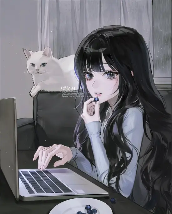 80 Ảnh Anime Nữ Tóc Đen với nơ lụa váy xếp ly đậm phong cách điện ảnh