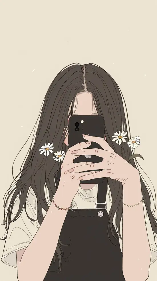 Nền xám lạnh và đôi môi khép chặt làm rõ vẻ lạnh lùng, cô gái nghiêng đầu sau lọn tóc dài phủ một bên mặt.