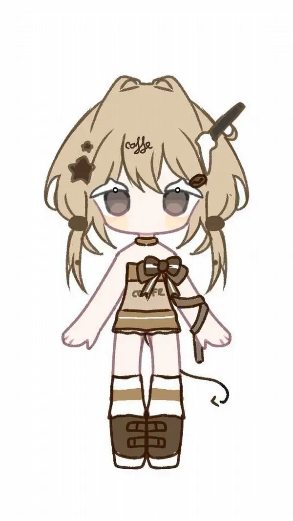 32 Cô gái anime chibi cầm kẹo ngôi sao, tóc xoăn ngắn, áo cardigan mềm và đôi mắt sáng khiến ảnh trông vui mắt