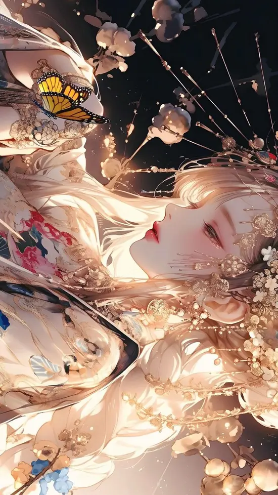 Ánh đèn bàn vàng nhạt khiến góc học tập thêm ấm khi hiện lên một hình nền anime con gái đang viết thư bên rèm cửa.