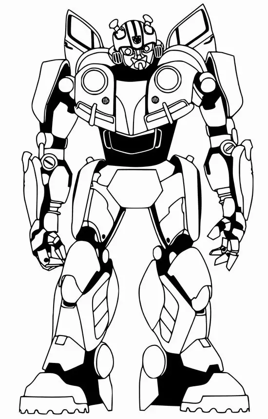 23 Robot Bumblebee cơ bắp với những chi tiết máy móc phức tạp trên ngực đang đứng thẳng khoe vẻ đẹp cơ khí mạnh mẽ đầy cuốn hút.