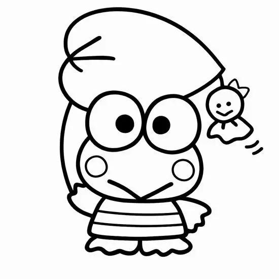 6 Chiếc mũ to phủ xuống làm tranh phác thảo ếch xanh Sanrio thêm tinh nghịch khi Keroppi nhìn thẳng cùng móc treo nhỏ