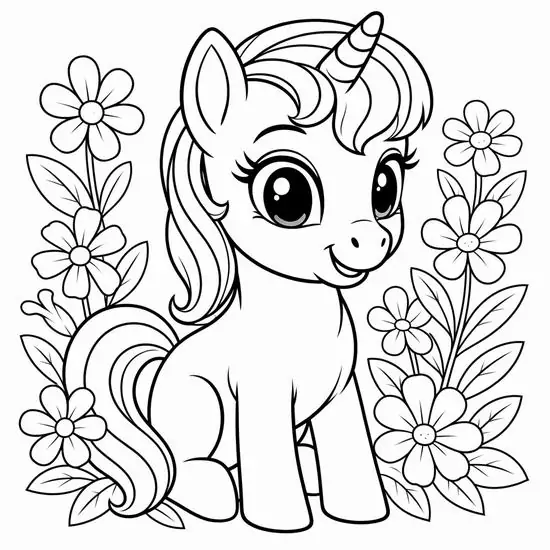 120 Tranh Tô Màu Ngựa Pony Cute xinh xắn có sừng kỳ lân, cánh thiên thần duyên dáng