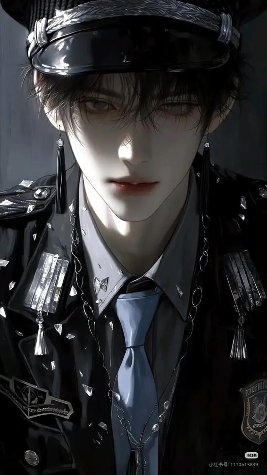 19 Trên nền đô thị đêm, nam anime bước qua sảnh lớn với áo khoác dài, giày da sáng và ánh nhìn không hề dao động.