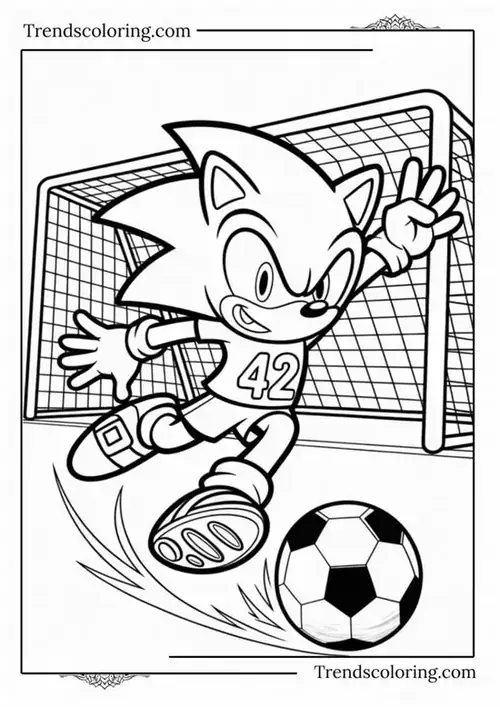 1 Sonic nghiêng người chạy qua đồi cỏ trong Green Hill Zone, mái gai hướng sau và đôi giày đỏ nổi bật.