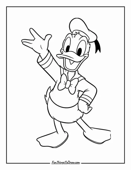3 Daisy Duck nghiêng đầu cầm bó hoa, váy xòe mềm, nơ tóc lớn và gương mặt dịu dàng.